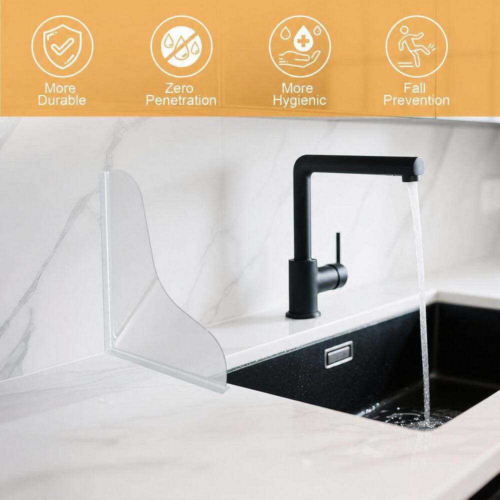 Anqtovp 2 Pack Clear Silicone Bathtub Splash Guard 11.5 in. W x 9.2 in. L Bathroom Shower Water Blocker (3)