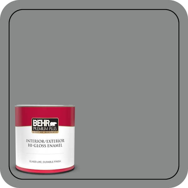 BEHR PREMIUM PLUS 1 qt. #N460-5 Slate Rock Hi-Gloss Enamel Interior/Exterior Paint & Primer (2)