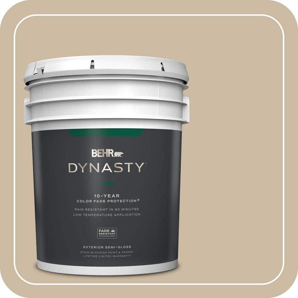 BEHR DYNASTY 5 gal. #MQ2-26 Windsor Tan Semi-Gloss Enamel Exterior Stain-Blocking Paint & Primer