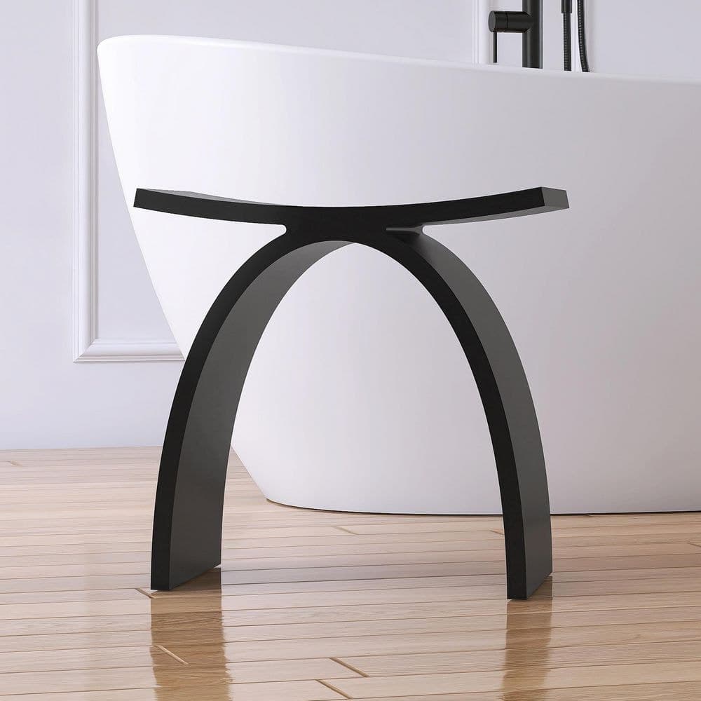 MEDUNJESS 16.7 in. Solid Surface Shower Stool in Black (3)