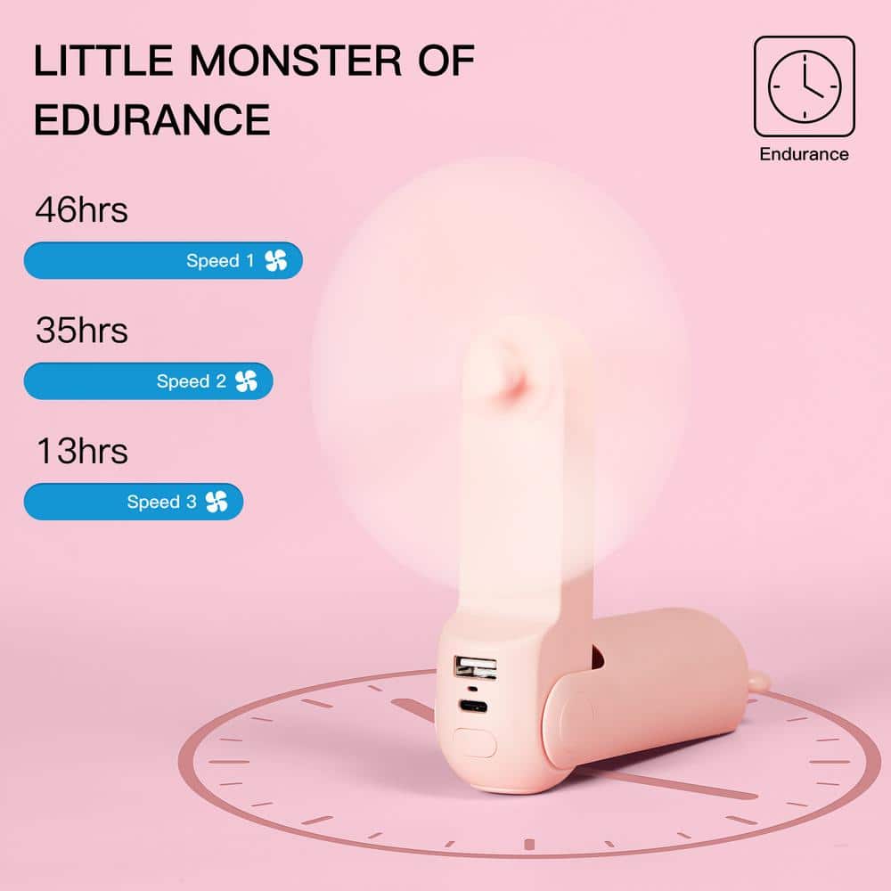 JISULIFE 5 in. Personal Fan in Pink with 4500mAh Battery (2)