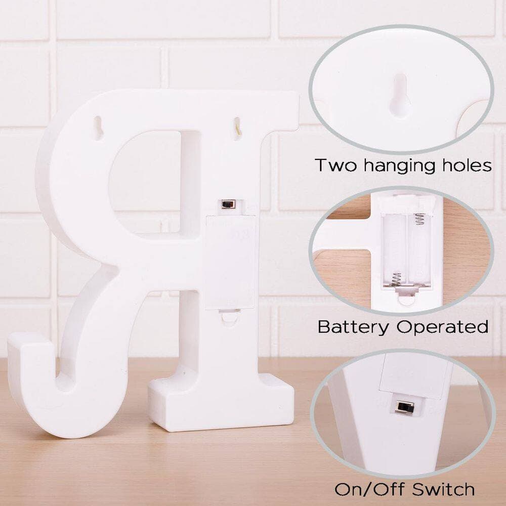 Unbranded 1 Piece LED Marquee Letter R Battery Powered Plastic Light Up Sign Warm White Glow for Party Table Home Decor (3)