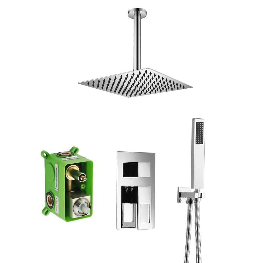 SUMERAIN Modern 1-Handle 1-Spray Shower Faucet 1.8 GPM with Hand Shower in Chrome (Valve Included) (1)