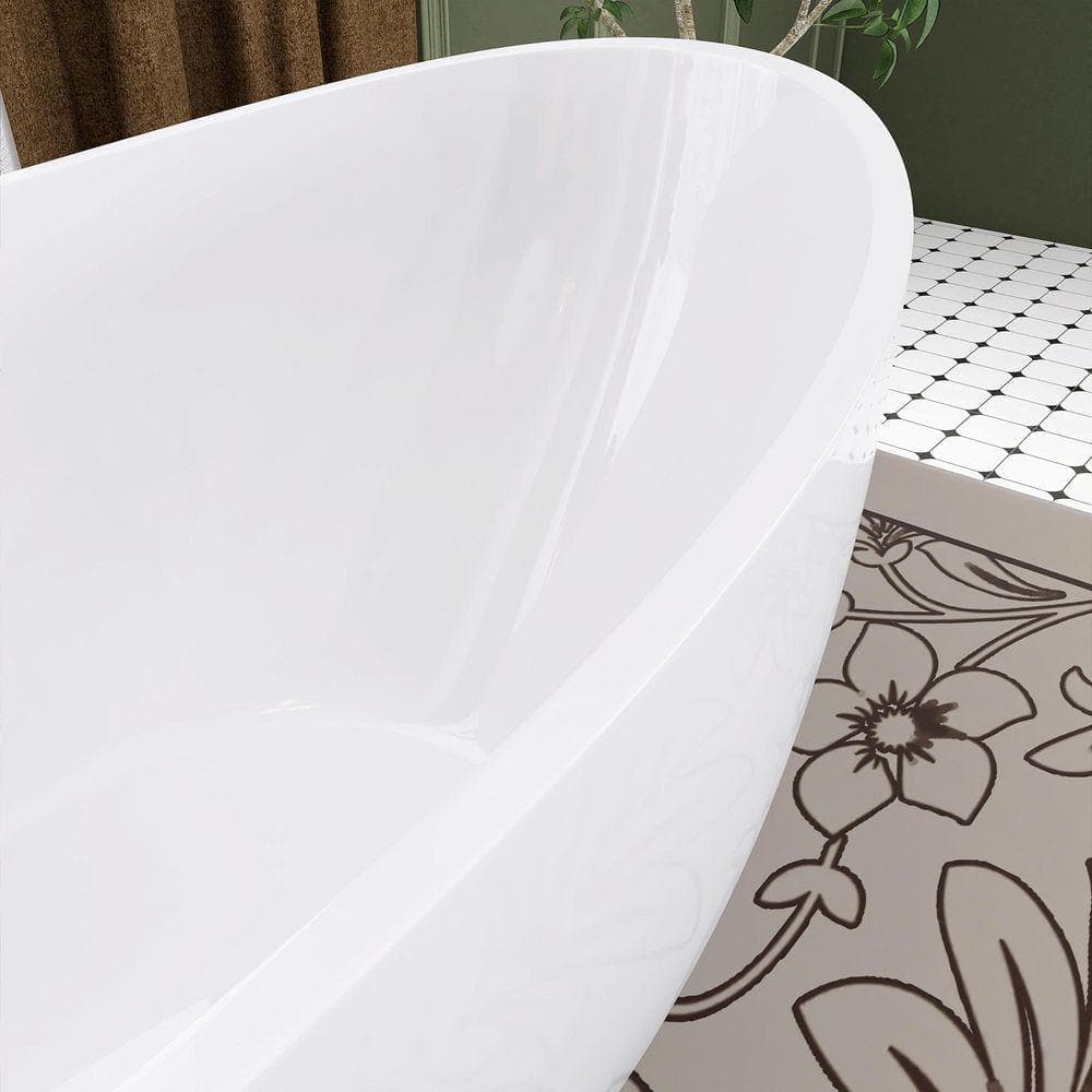 Staykiwi 67 in. x 28 in. Freestanding Acrylic Soaking Bathtub in Glossy White (3)