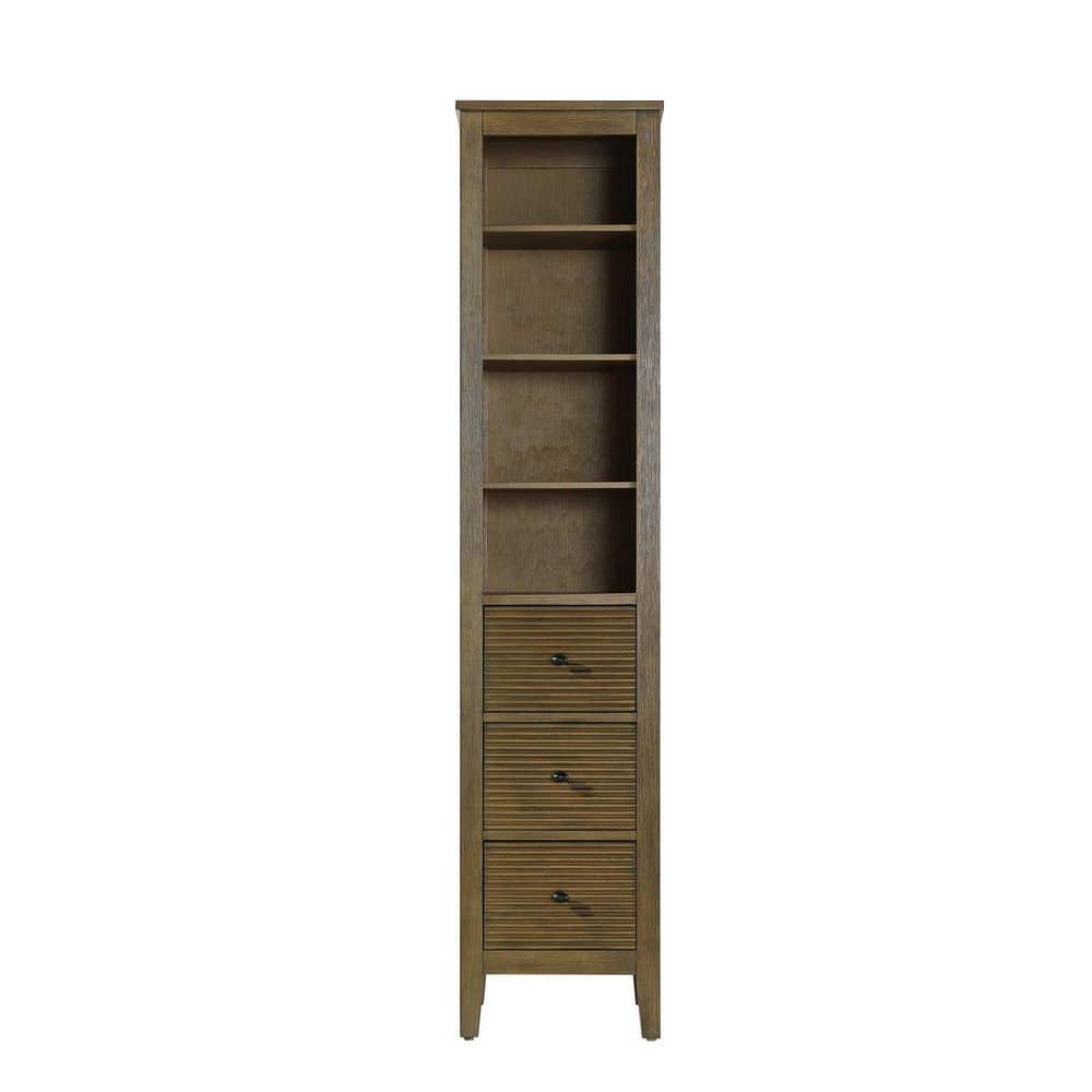 TIMELESS HOME 16 in. W x 18 in. D x 72 in. H Brown Freestanding Linen Cabinet (1)
