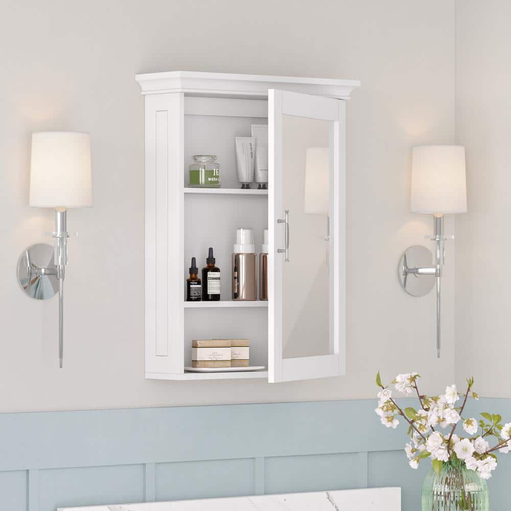 RiverRidge Home Somerset 19.31 in. W x 6 in. D x 24.94 in. H Bathroom Storage Wall Cabinet with Adjustable Shelf in White