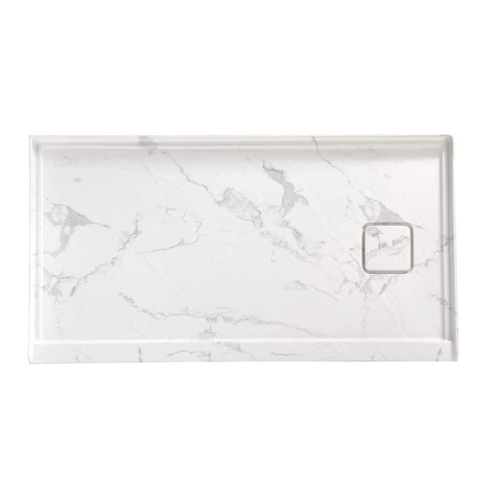 Mokleba 60 in. L 36 in. W Rectangle Alcove Acrylic Bathroom Shower Pan Base with Hand Drain