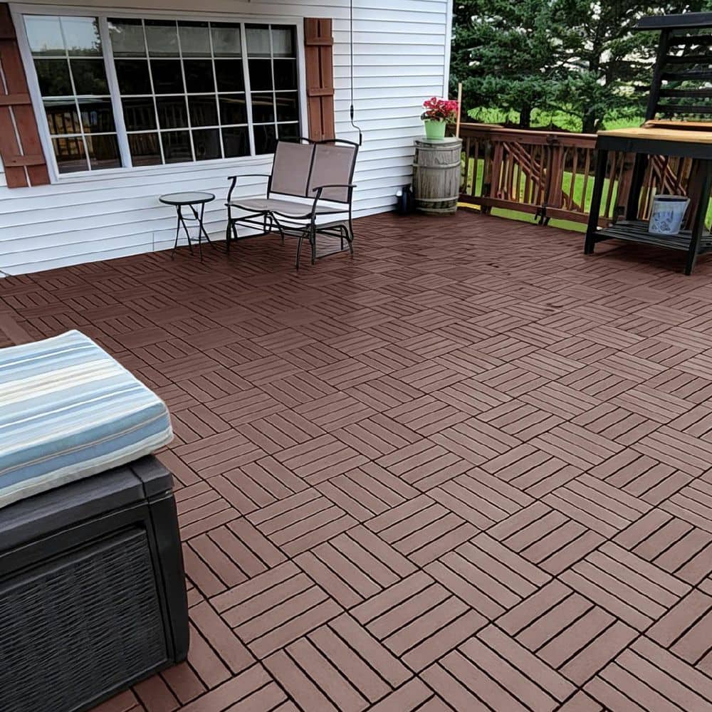 Pro Space 12 in. x 12in. Plastic Interlocking Flooring Deck Tiles 44pack,Brown (3)