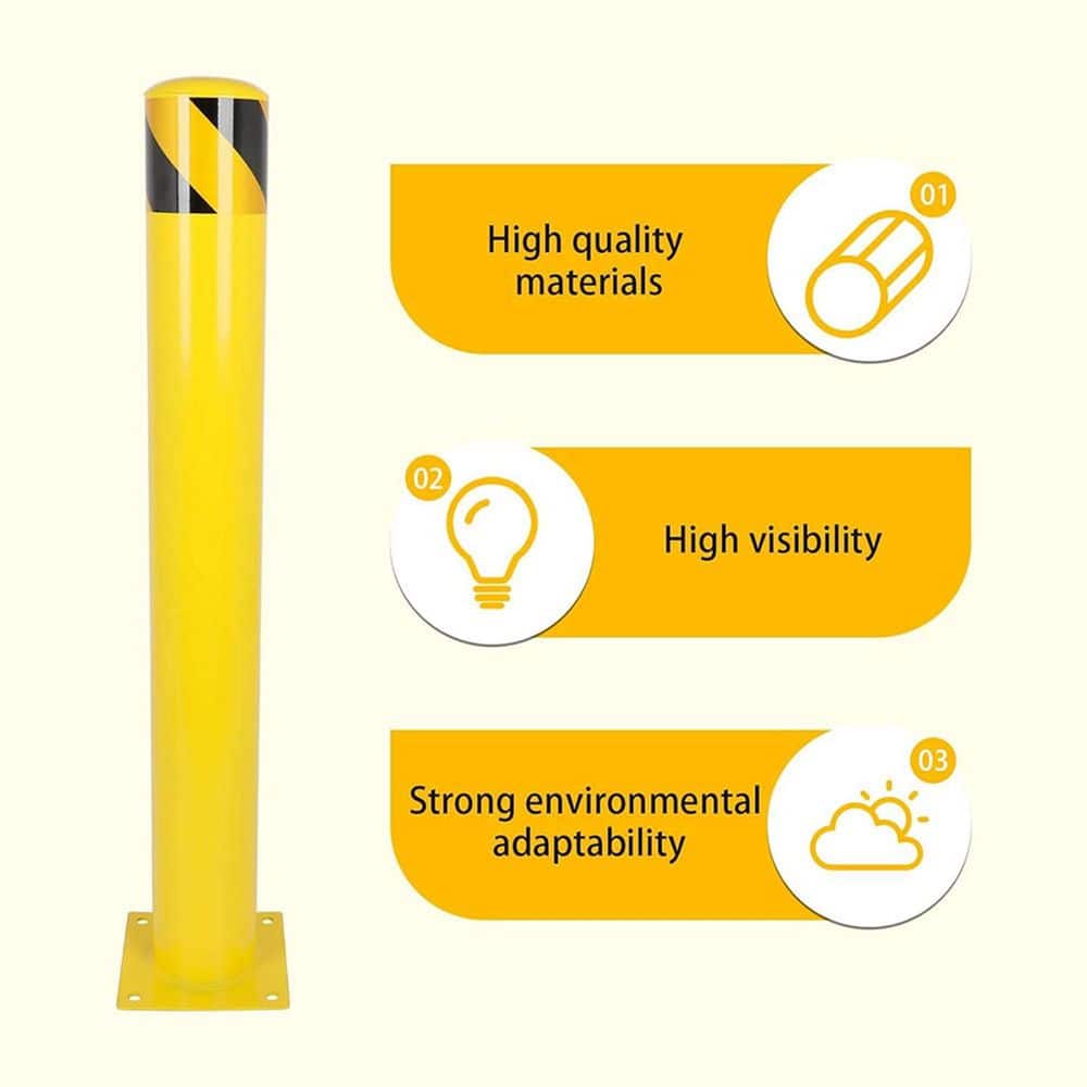 Tidoin 7.2 in. x 7.2 in. x 3.5 ft. Yellow and Black Steel Security Bollards Fence Post with Screws and Wrench (3)