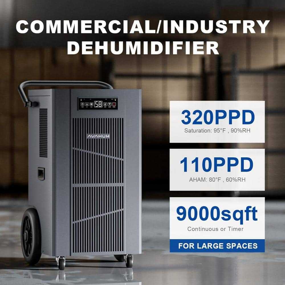 Stbine 320 Pint Commercial Dehumidifier with Pump, 24H Timer, 40Gal/Day for 9000 sqft Industrial & Basem (2)