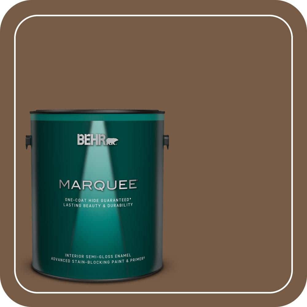 BEHR MARQUEE 1 gal. #N250-7 Mission Brown One-Coat Hide Semi-Gloss Enamel Interior Paint & Primer