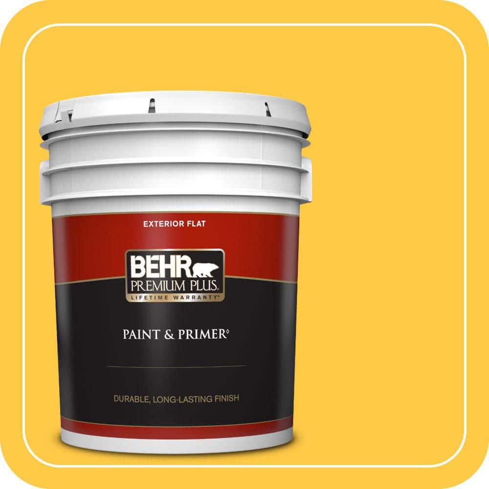 BEHR PREMIUM PLUS 5 gal. #P290-6 English Daisy Flat Exterior Paint & Primer