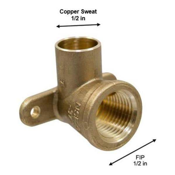 Everbilt 1/2 in. Bronze Silicon Alloy Lead-Free Pressure 90-Degree Drop Ear Cup X F Elbow (2)