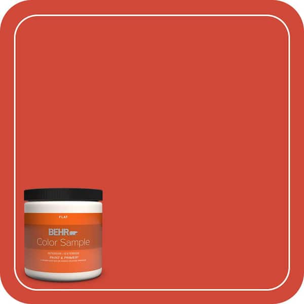 BEHR PREMIUM PLUS 8 oz. #P180-7 Top Tomato Flat Interior/Exterior Paint & Primer Color Sample (2)