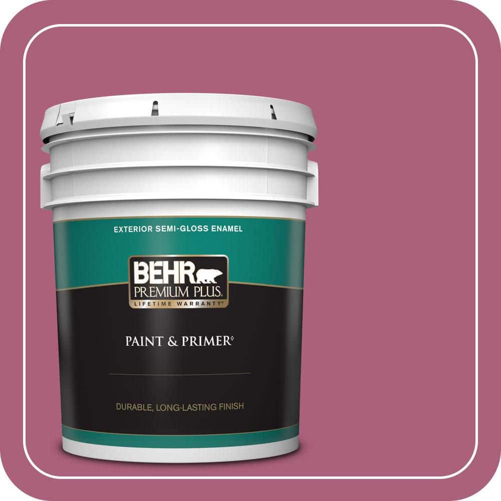 BEHR PREMIUM PLUS 5 gal. #T13-1 Daah-Ling Semi-Gloss Enamel Exterior Paint & Primer