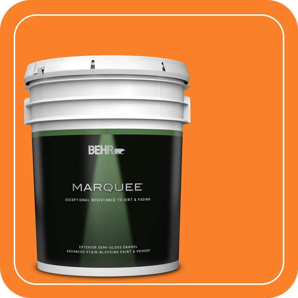 BEHR MARQUEE 5 gal. #S-G-270 Summer Citrus Semi-Gloss Enamel Exterior Paint & Primer