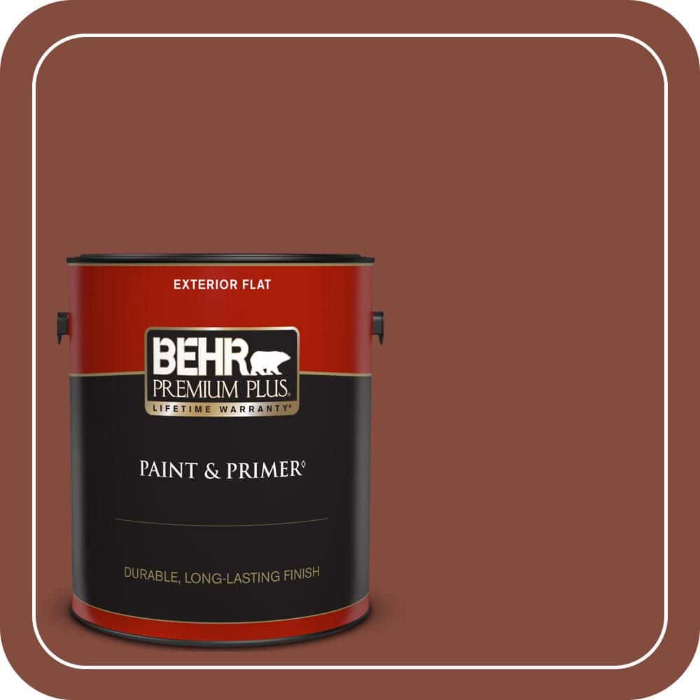BEHR PREMIUM PLUS 1 gal. #S160-7 Red Chipotle Flat Exterior Paint & Primer