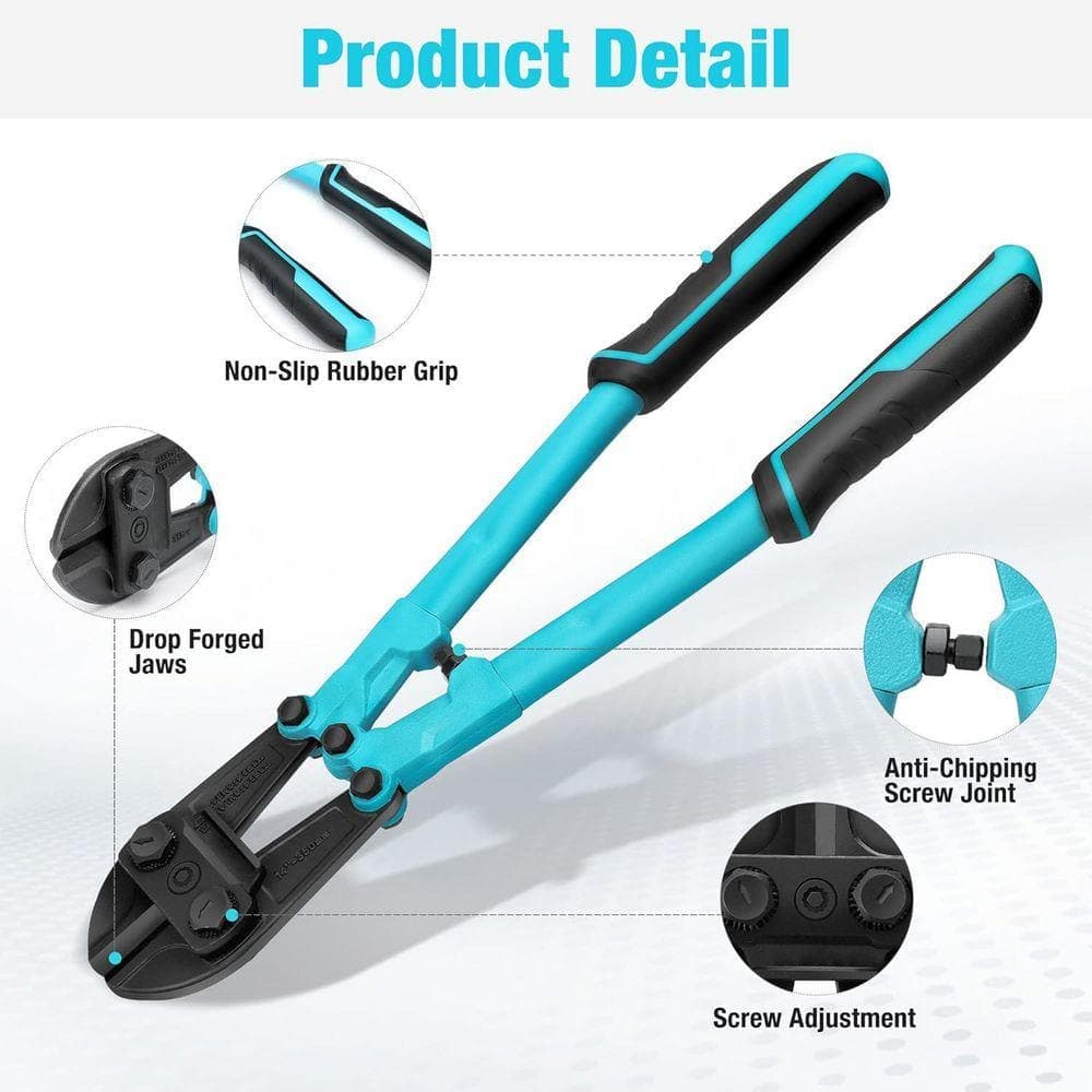 KIWDZFU Heavy Duty Bolt Cutter for Rods Bolts Rivets Chains Steel Wires Ergonomic Rubber Grip Chrome Vanadium Blade (3)
