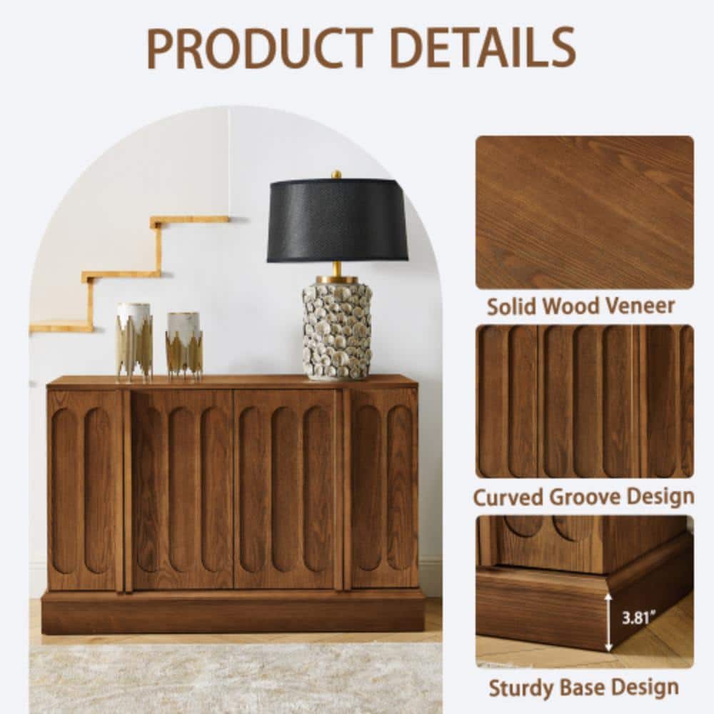 Unbranded 44.8 in. W x 15.8 in. D x 29.1 in. H Bathroom Dark Brown Linen Cabinet (3)