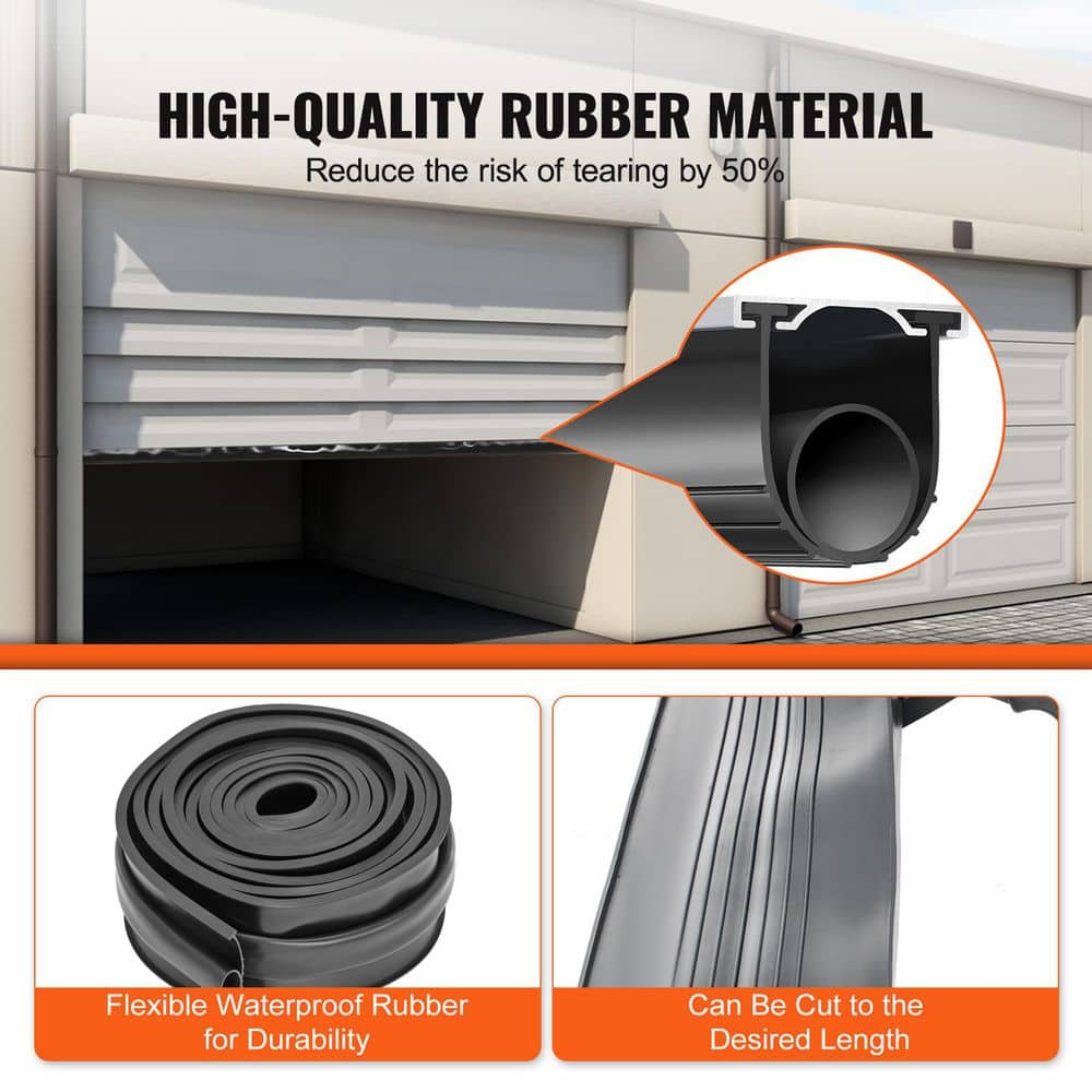 SKYSHALO Door Seals Bottom Rubber, Pre-drilled Aluminum Track Retainer Kit, 5/16 in. T-ends and 1.14 x 3 in (16 ft. Black) (2)