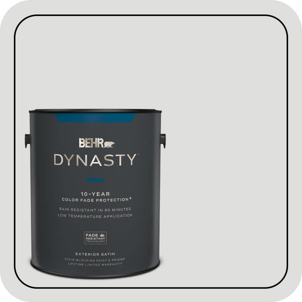 BEHR DYNASTY 1 gal. #MQ3-55 White Lie Satin Enamel Exterior Stain-Blocking Paint & Primer