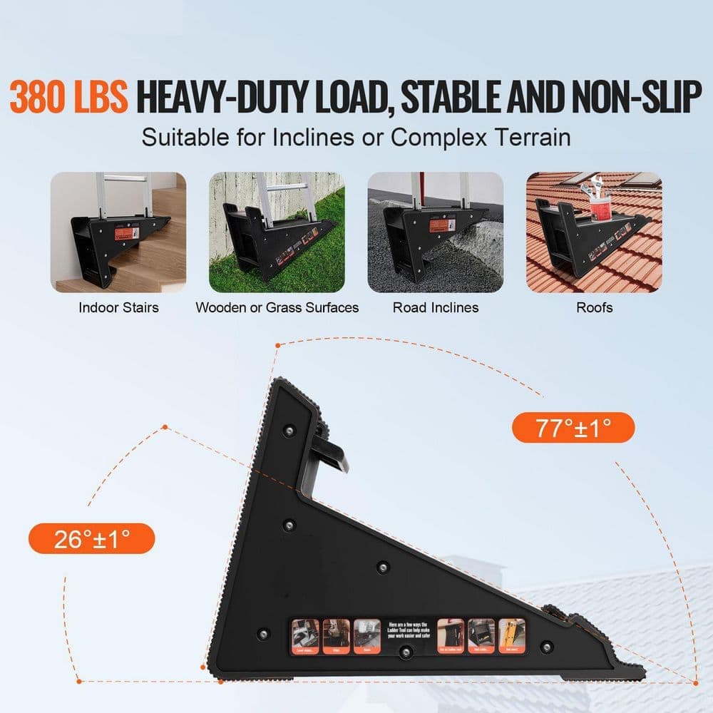 Helhom PP Ladder Leveler, Pitch Hopper, Stair Ladder Stabilizer with Storage, Stable Platform for All Surfaces (2)