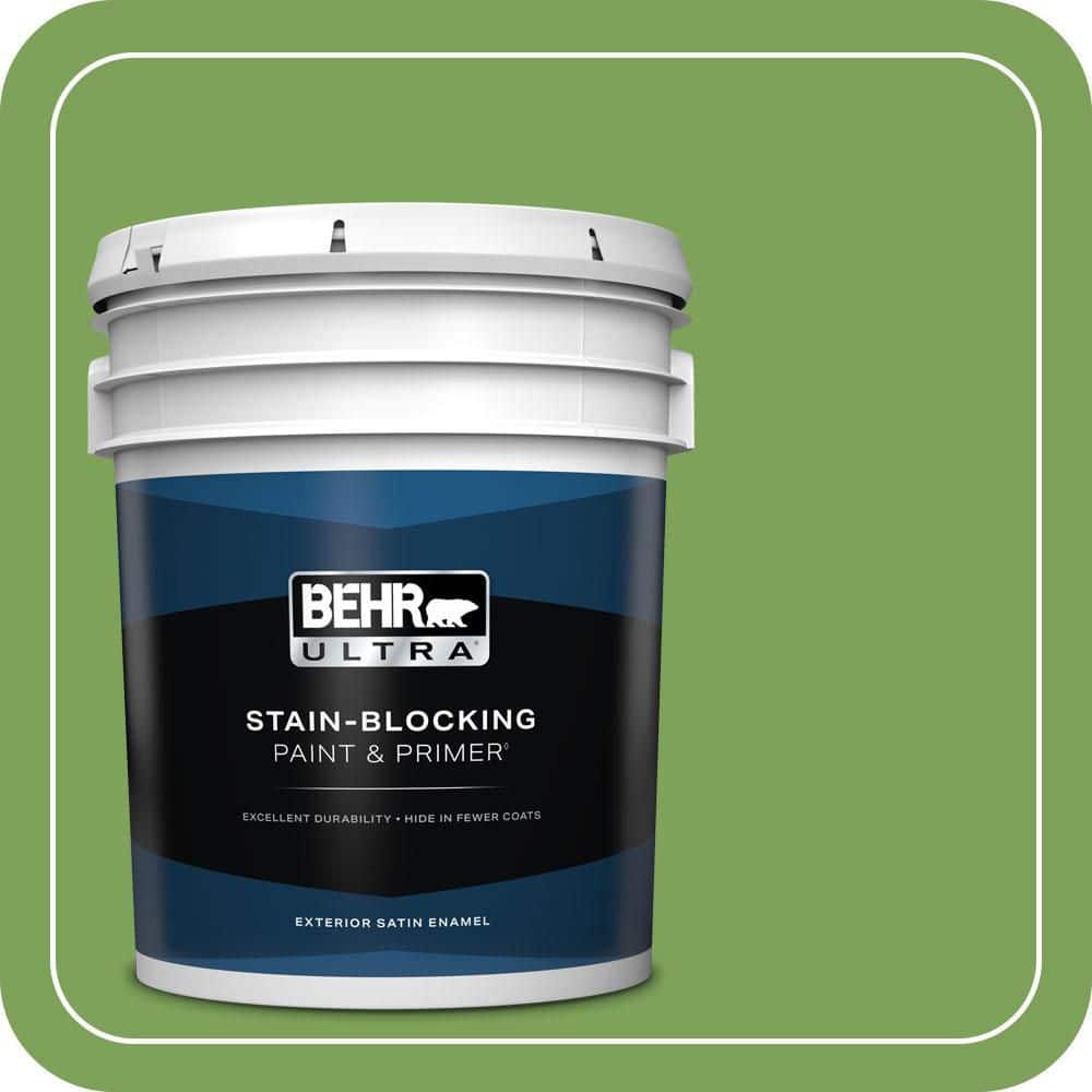 BEHR ULTRA 5 gal. #P380-6 Springview Green Satin Enamel Exterior Paint & Primer