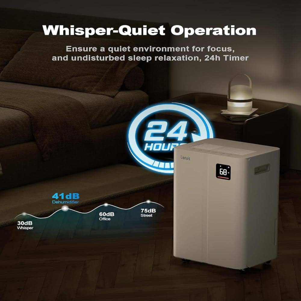 Stbine 50 Pint Dehumidifier for 4500 Sq Ft Basement Quiet 40dB Continuous Drain Timer Child Lock Portable (2)