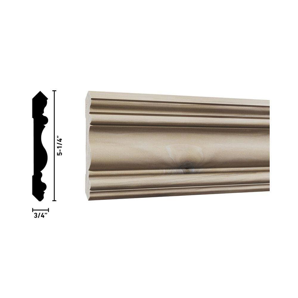 Ornamental Mouldings . 75 in. D x 5.25 in. W x 92 in. L Unfinished Poplar Wood Wexford Crown Moulding (3)
