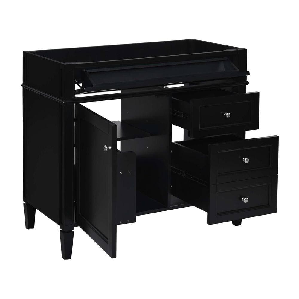 Lycvki 35.74 in. W 17.87 in. D 33 in. H Bath Vanity Cabinet without Top with 2 Drawers and a Tip-out Drawer (3)