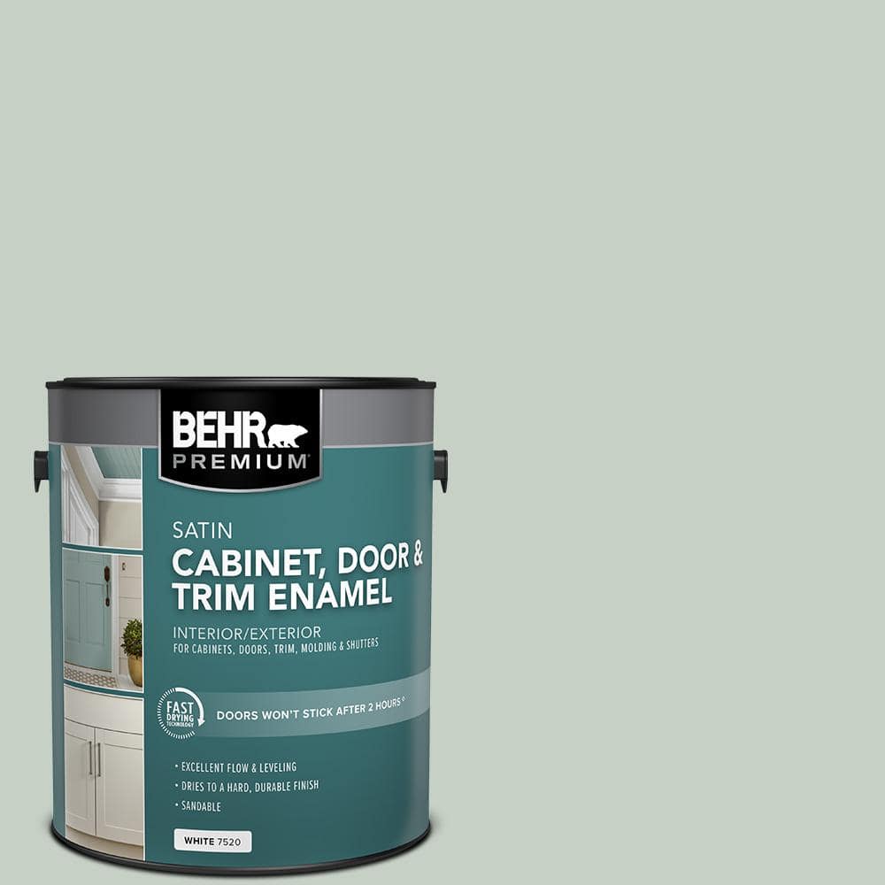BEHR PREMIUM 1 gal. #N400-2 Frosted Sage Satin Enamel Interior/Exterior Cabinet, Door & Trim Paint (1)