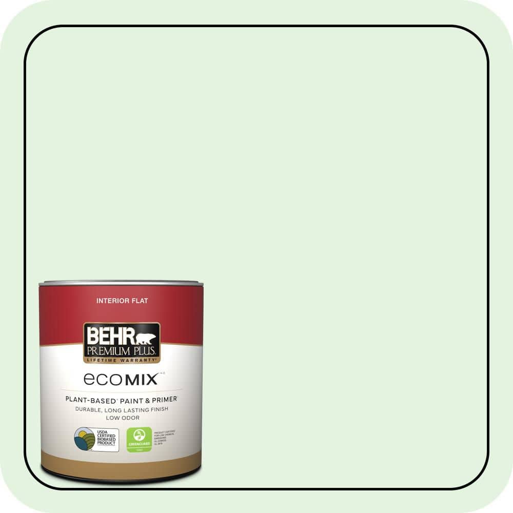 BEHR PREMIUM PLUS 1 qt. #440A-2 Sea Cap Flat EcoMix Plant-Based Interior Paint & Primer (1)