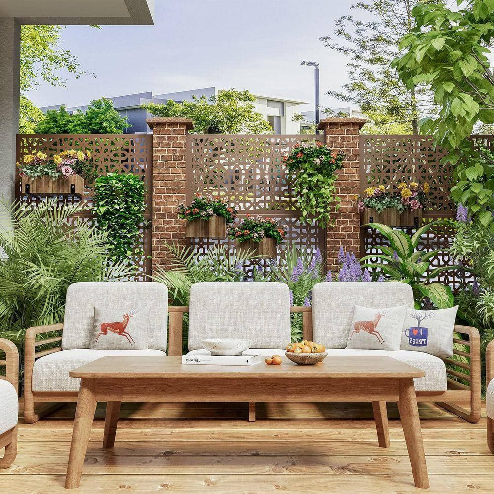 PexFix 6 ft. x 4 ft. Brown Outdoor Galvanized Steel Privacy Screen (3)