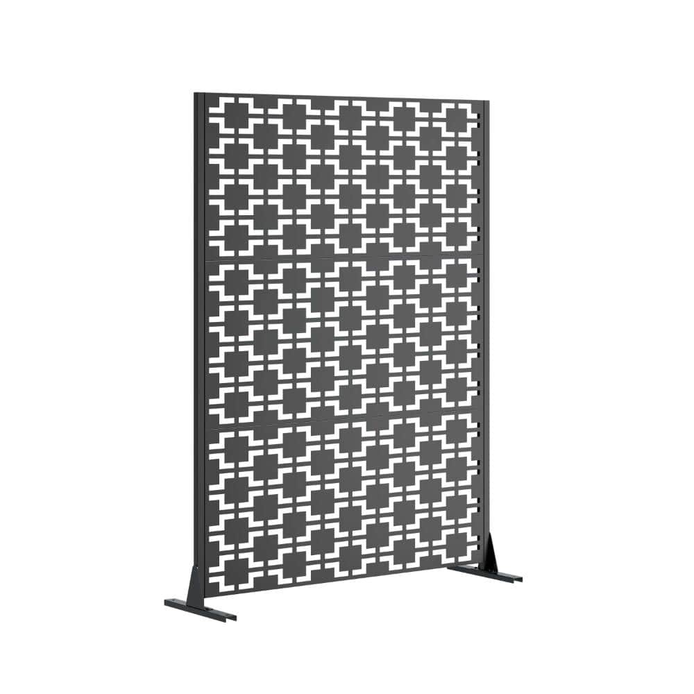 Tenleaf 72" H x 46" W Metal Privacy Screen with Stable Base, Portable Divider Screens for Outdoor Freestanding (1)