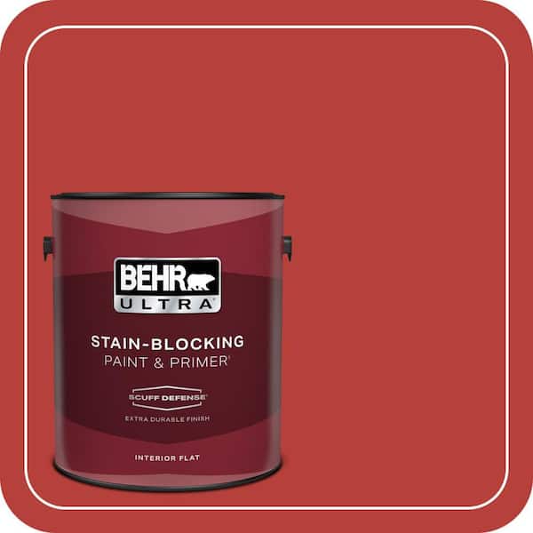 BEHR ULTRA 1 gal. #PMD-85 Crimson Silk Extra Durable Flat Interior Paint & Primer (2)