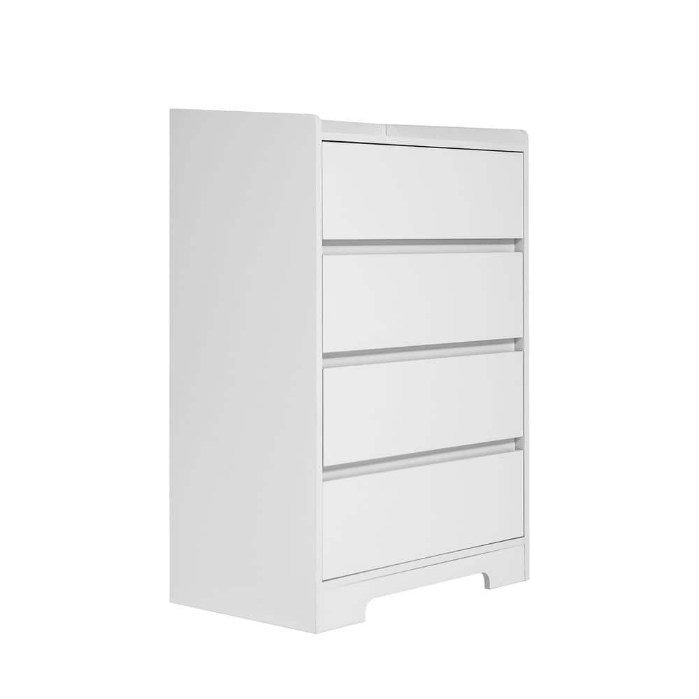 Unbranded 25.59 in. W x 15.75 in. D x 38.38 in. H White Wood Linen Cabinet with 4 Drawers and 1 Open Shelf for Living Room (2)