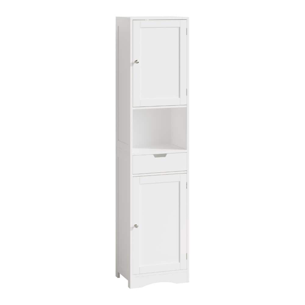 Miscool Avex 15.8 in. W x 11.8 in. D x 67 in. H White Wood Freestanding Bathroom Storage Cabinet with Adjustable Shelves (1)