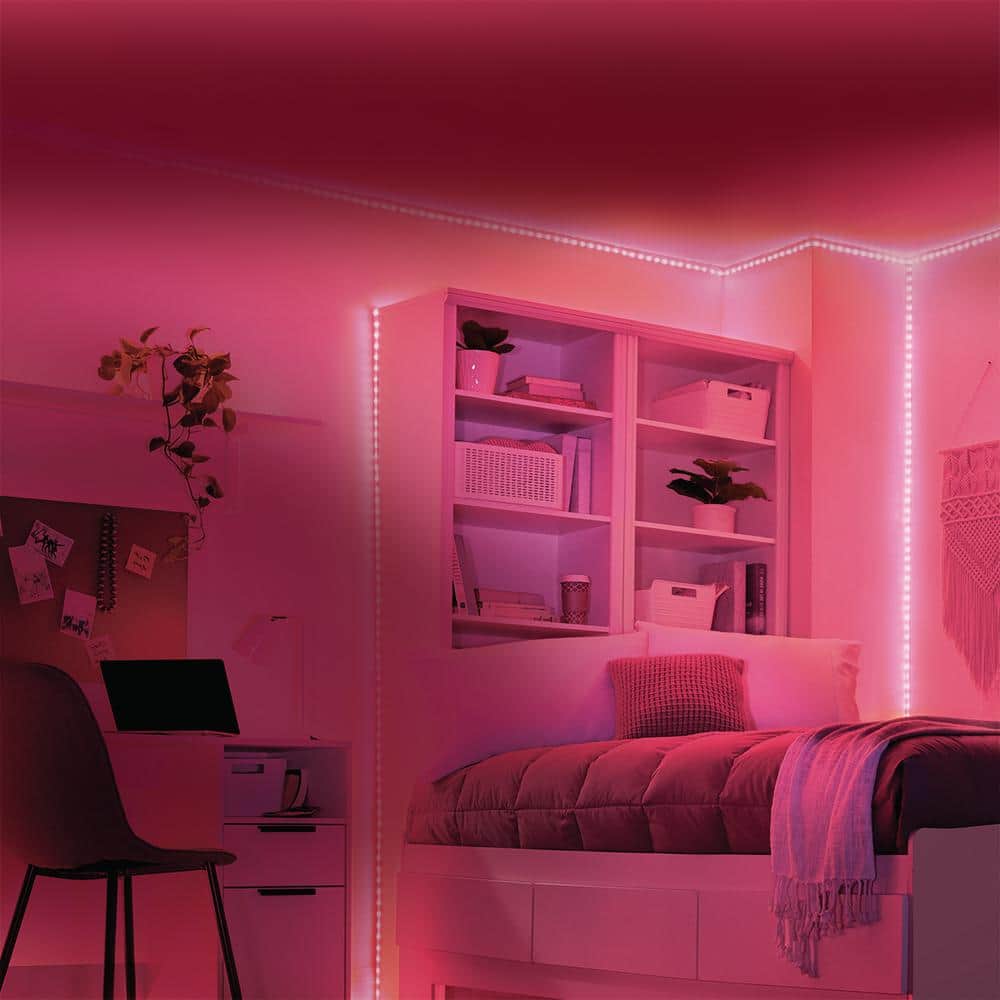 EcoSmart 32.8 ft. RGB Color Changing Dimmable LED Strip Light with Remote Control (4)