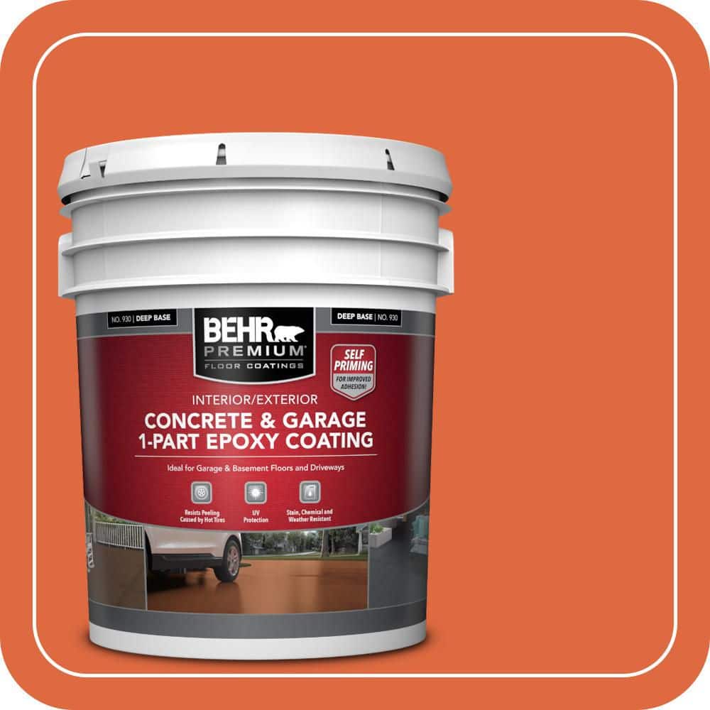 BEHR PREMIUM 5 gal. #P200-7 Bonfire Night Self-Priming 1-Part Epoxy Satin Interior/Exterior Concrete and Garage Floor Paint