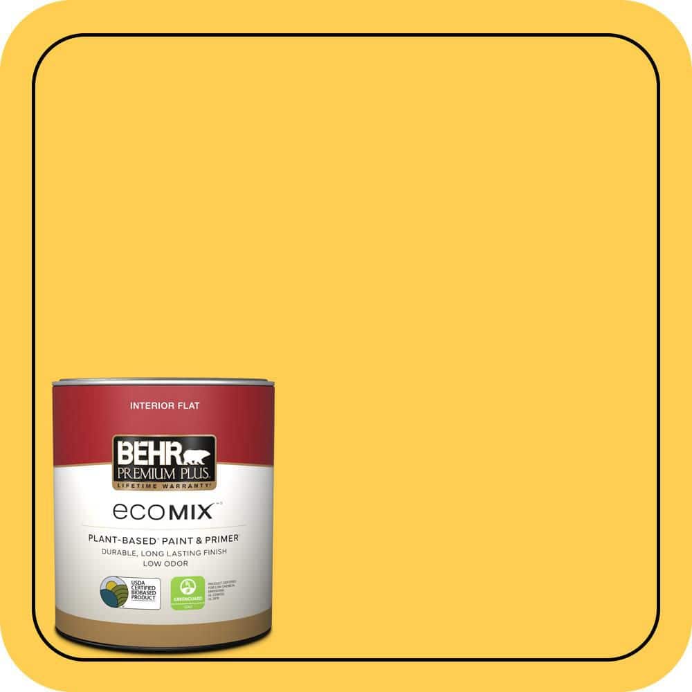BEHR PREMIUM PLUS 1 qt. #T16-05 Canary Diamond Flat EcoMix Plant-Based Interior Paint & Primer (1)