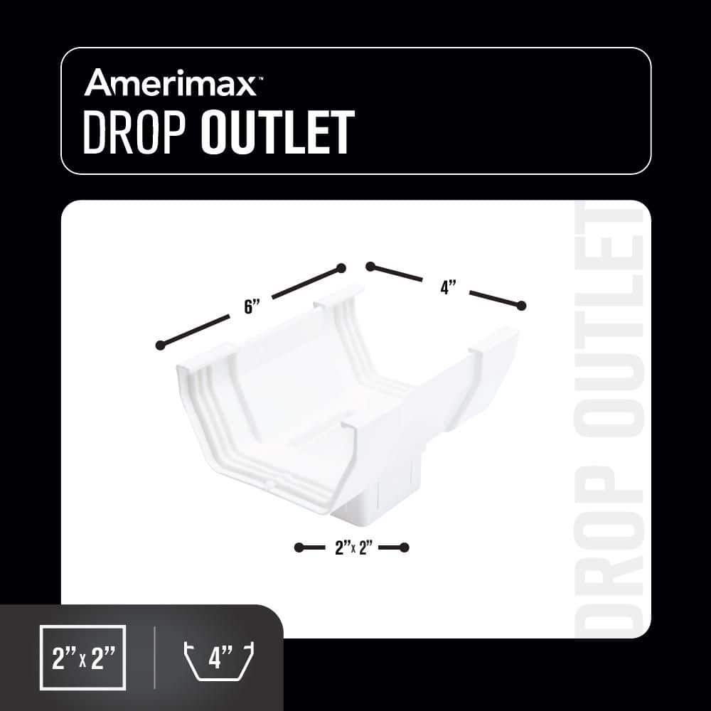 Amerimax Home Products 4 in. White Vinyl Center Outlet (4)