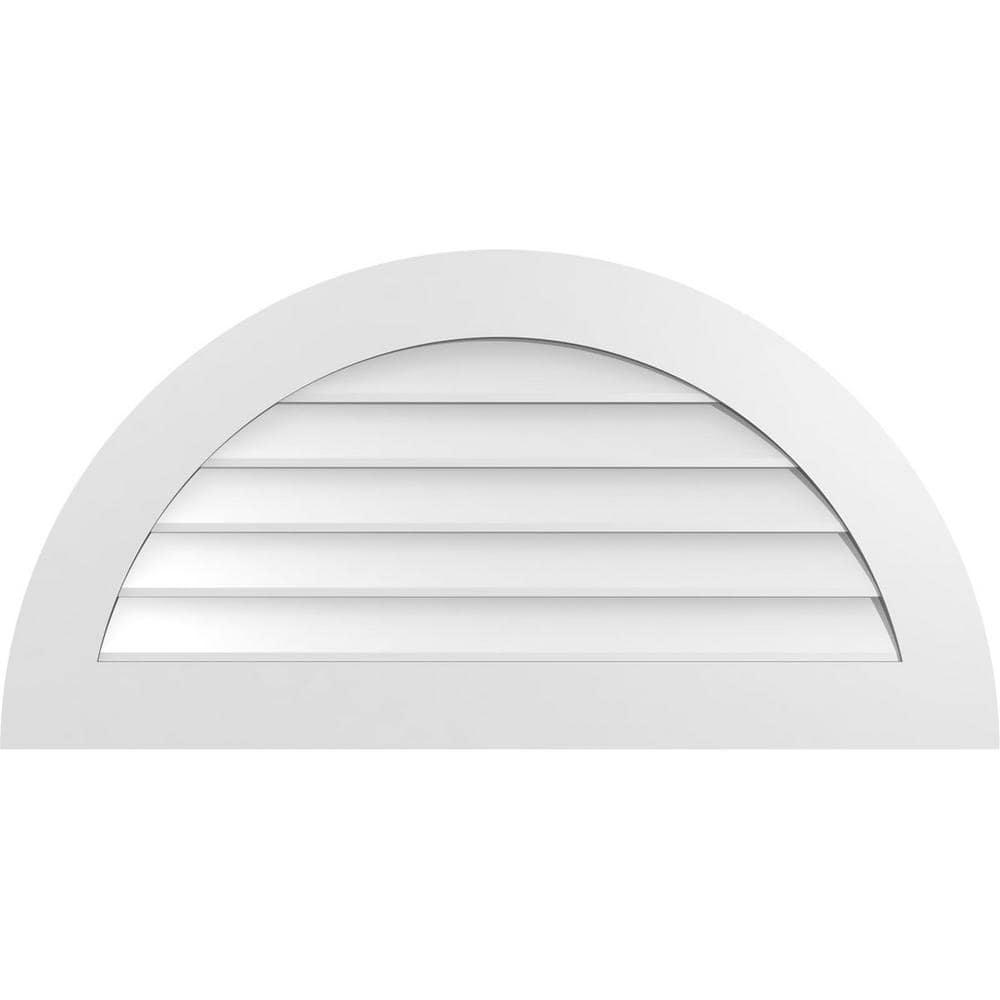 Ekena Millwork 40 in. x 20 in. Half Round Surface Mount PVC Gable Vent: Decorative with Standard Frame