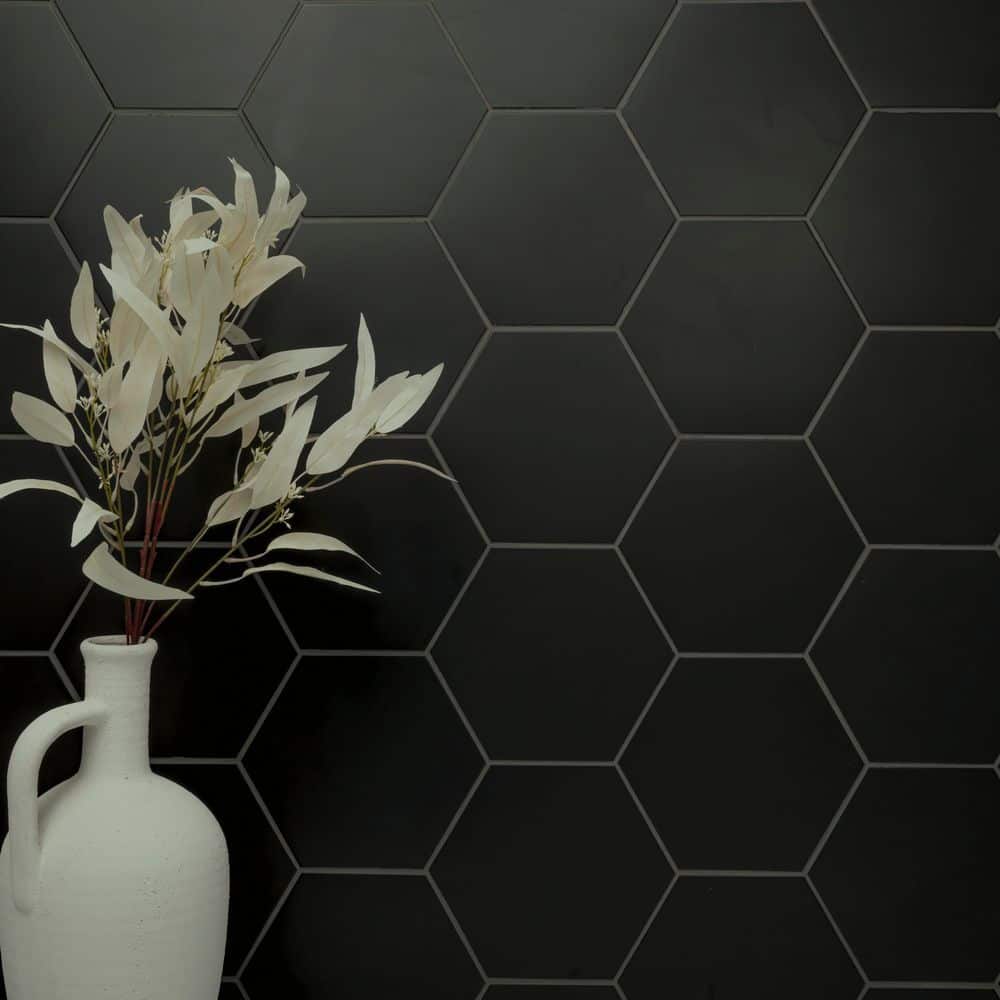 MSI Glassel Nero Hexagon 9 in. x 10 in. Matte Porcelain Floor and Wall Tile (0.49 sq. ft./Each) (3)