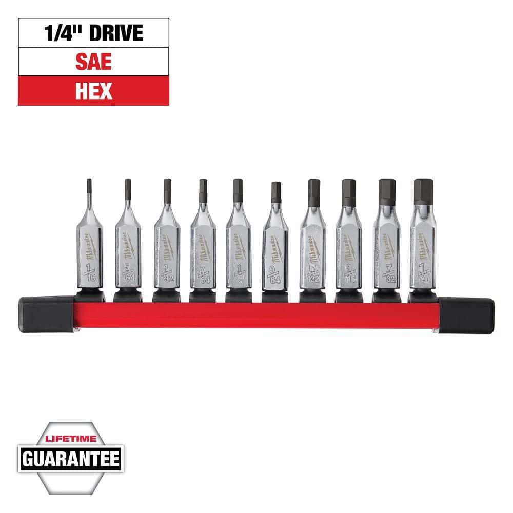 Milwaukee 1/4 in. Drive SAE Hex Bit Socket Set (10-Piece)