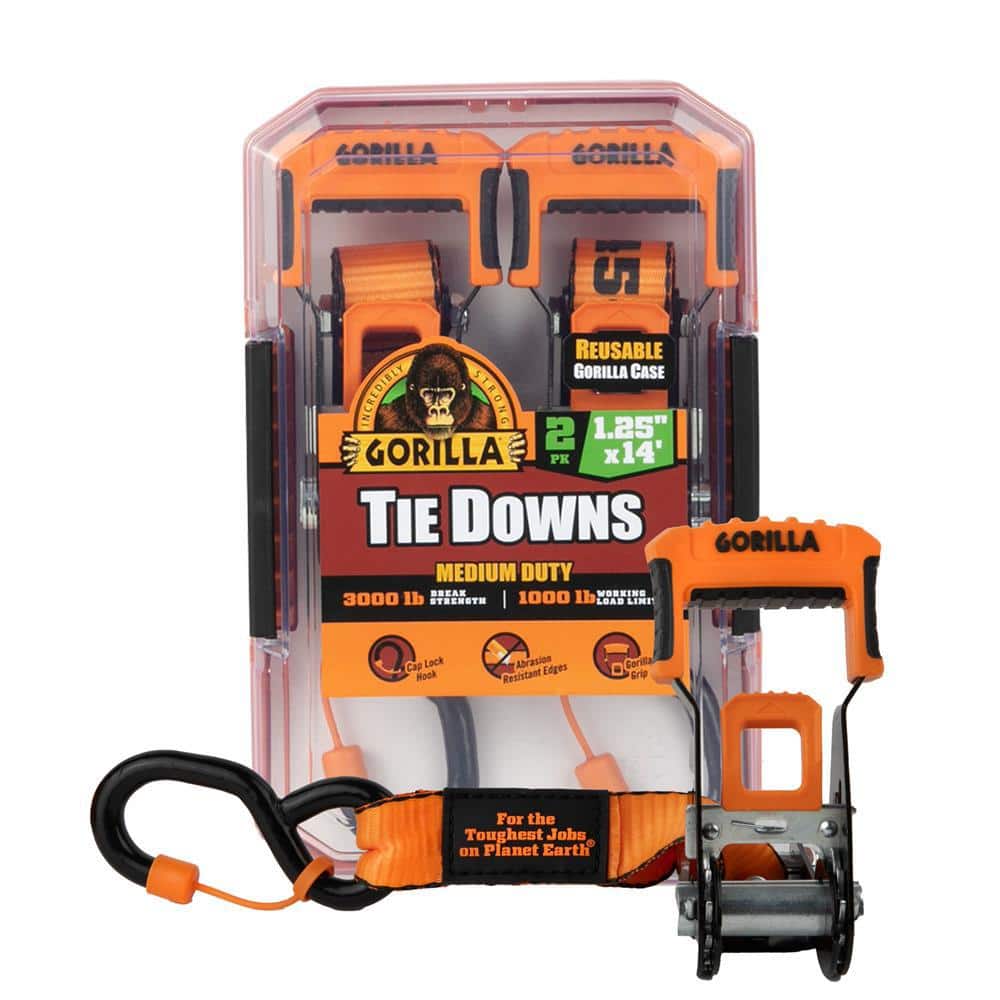 Gorilla 1.25 in. Medium Duty Tie Down Ratchet Strap (2-Pack) (4)
