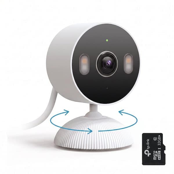 TP-LINK Tapo 2k Indoor/Outdoor Plug-In Security Camera with SD Card 24/7 Capturing, w/Color Night Vision, No Subscription Fees (2)