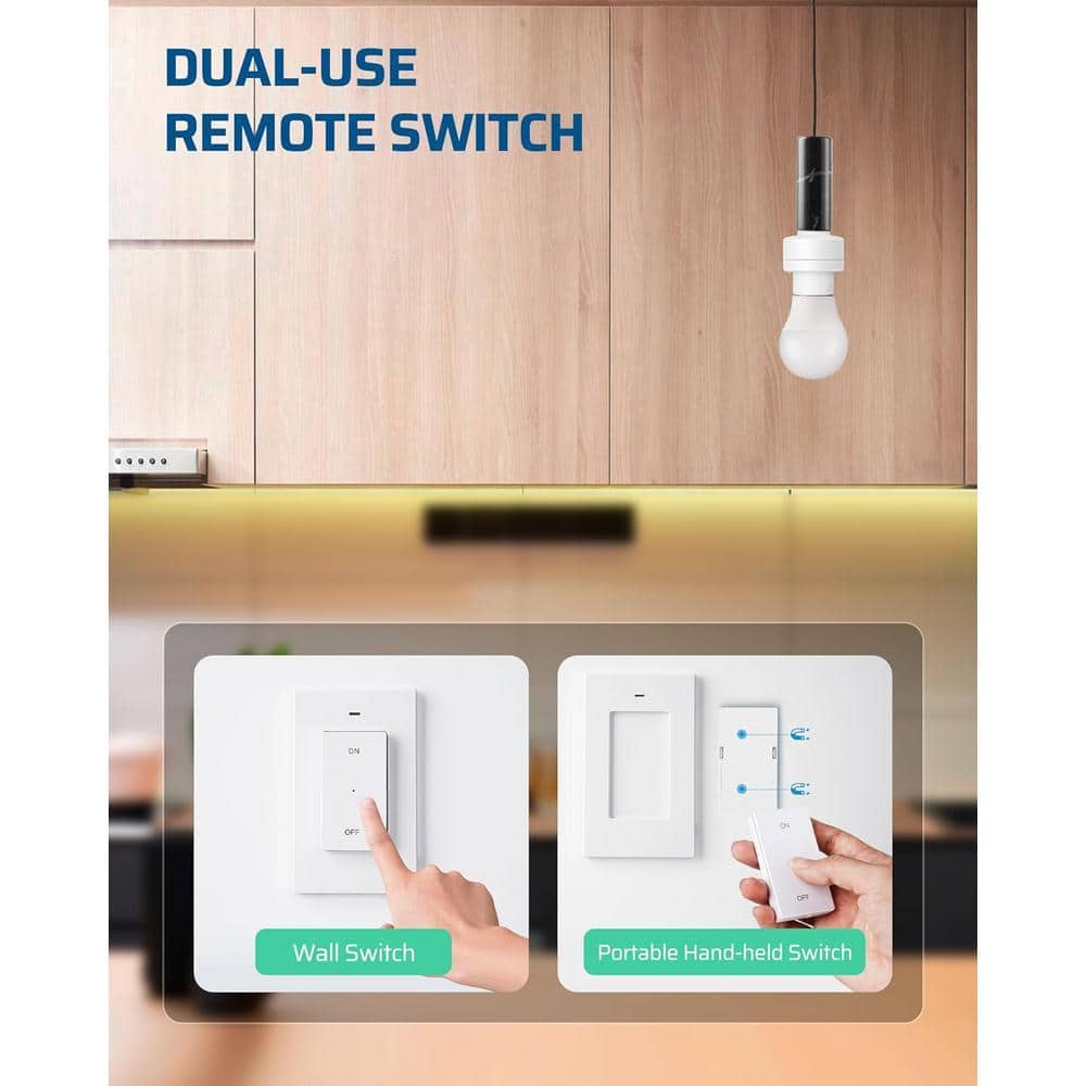 DEWENWILS 120-Volt Remote Control Light Bulb Switch Socket, (2 Wall Mounted Controller Plus 1 Bulb Base) (3)