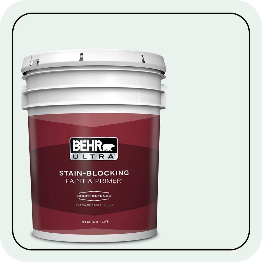 BEHR ULTRA 5 gal. #W-B-520 Glacial Tint Extra Durable Flat Interior Paint & Primer