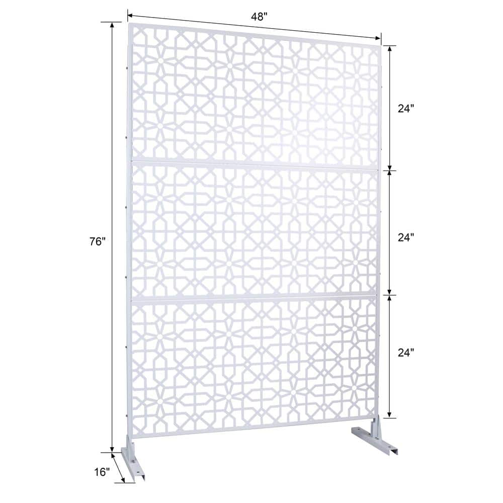 Unbranded 6.3 ft. H x 4 ft. W White Metal Outdoor Privacy Panels Garden Fence Panels Freestanding Decorative Screen Panel (3)