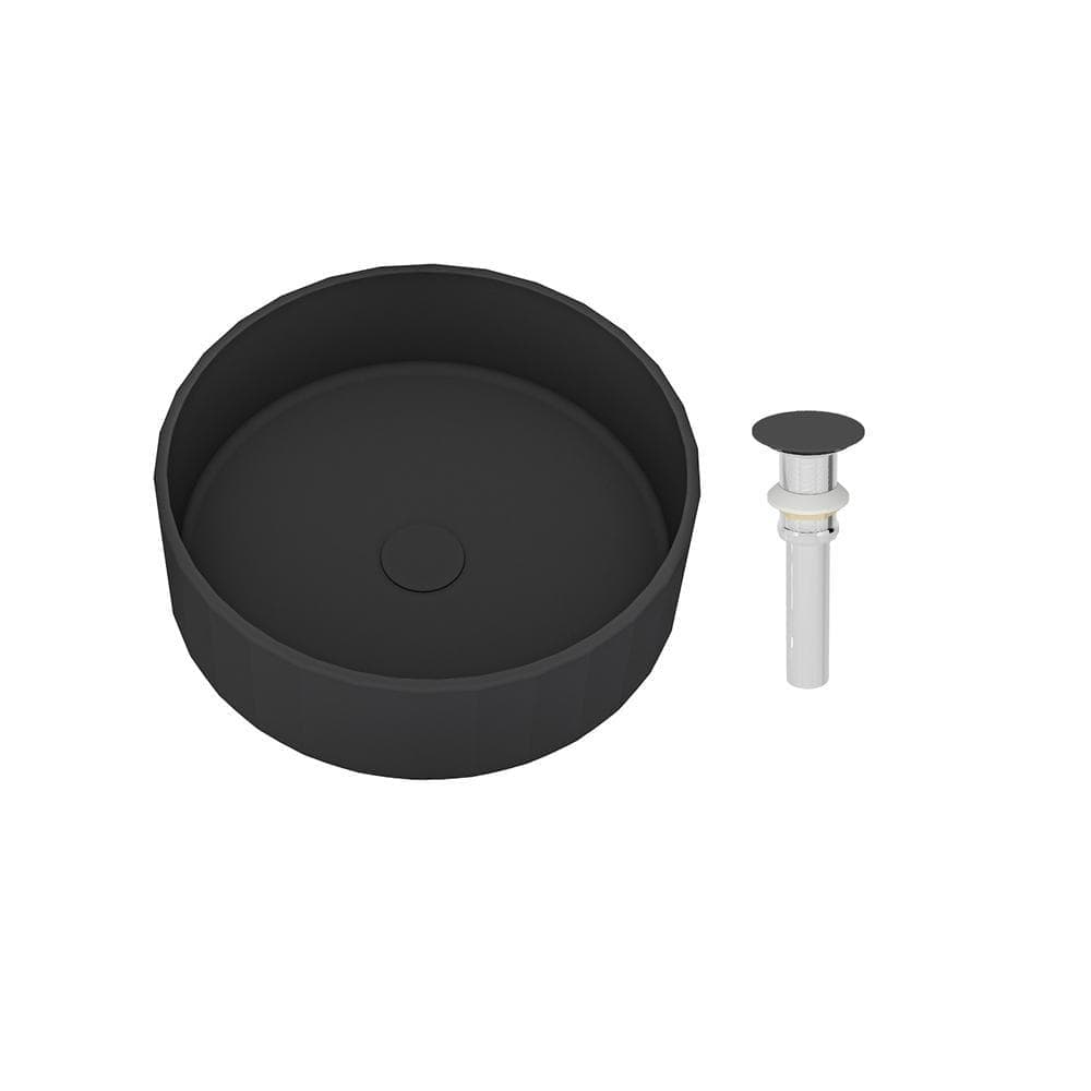 Kahomvis 17 in. Drop-in Bathroom Sink in Black Earth Concrete